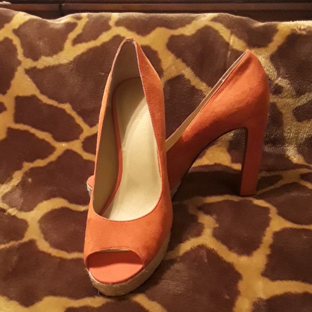 Tangerine peep toe pumps size 10